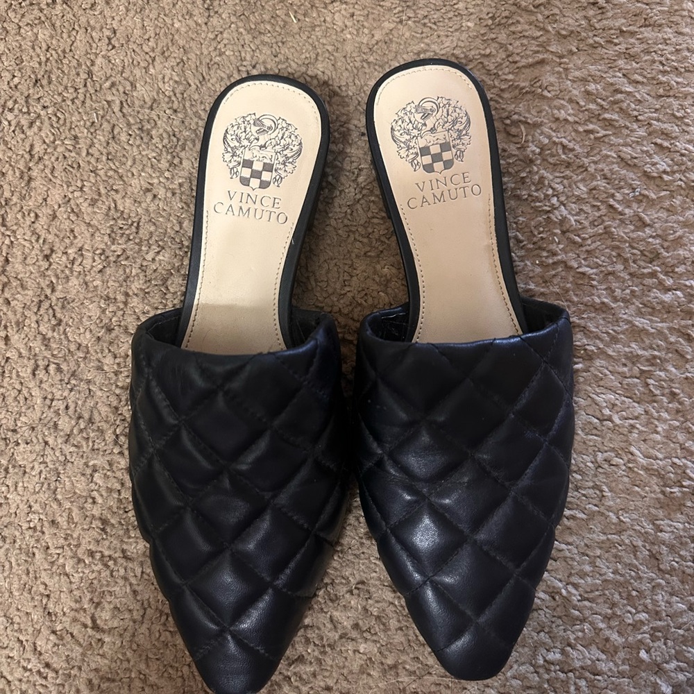 Vince Camuto Black Quilted Women's Mules